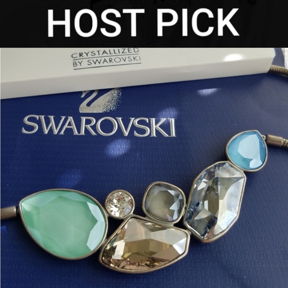 AUTHENTIC Swarovski Crystallized Green & Blue Multicolor Collar Necklace NWT - Picture 1 of 10